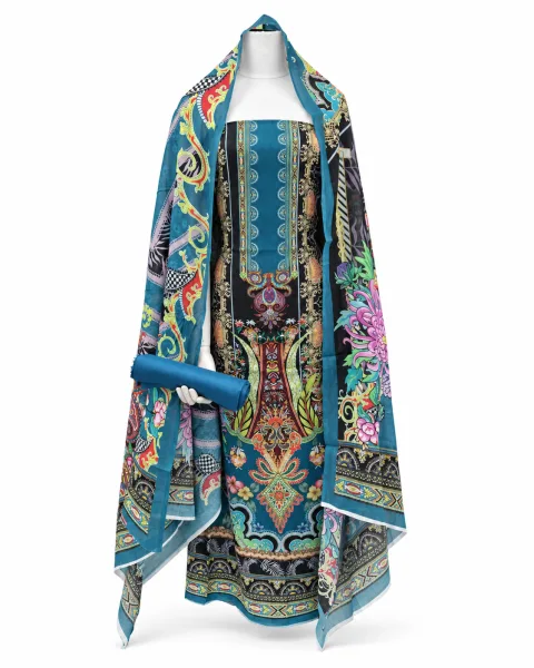 Zam Zam Teal Scrollwork Tapestry - alternate view