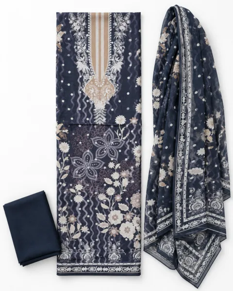 Zam Zam Navy Polka Wave Floral