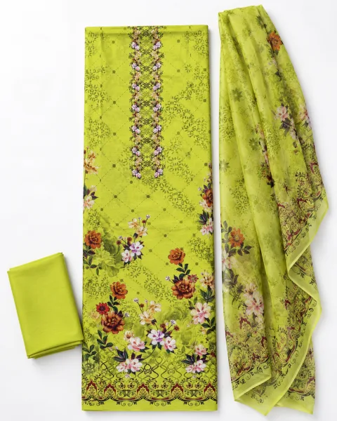Zam Zam Lime Green Lattice Floral