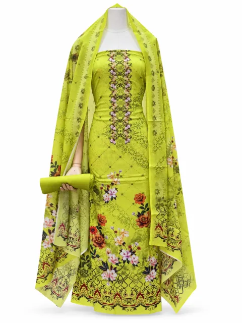 Zam Zam Lime Green Lattice Floral - বিকল্প ছবি