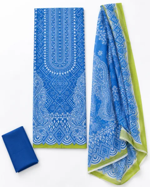 Zam Zam Blue White Bandana Lime Edge