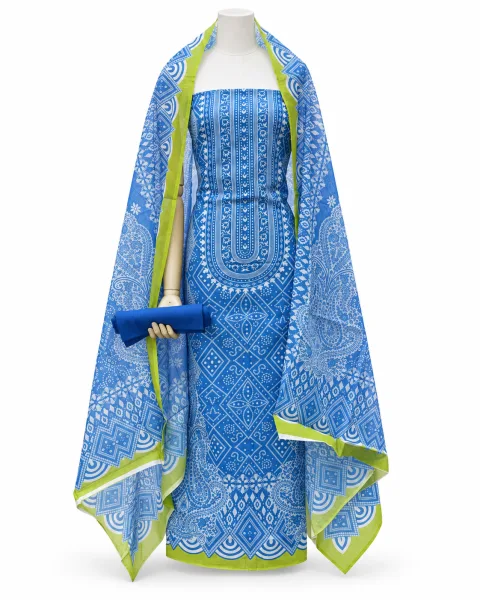 Zam Zam Blue White Bandana Lime Edge - বিকল্প ছবি