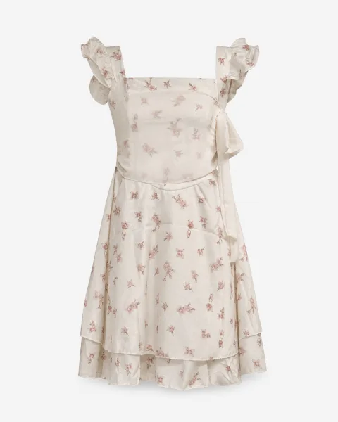 Floral One-Shoulder Ruffle Mini