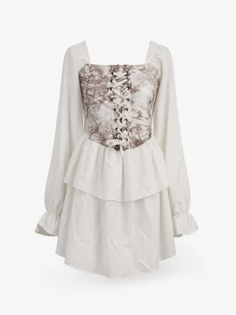 Corset Lace-Up Tiered Mini Dress - alternate view