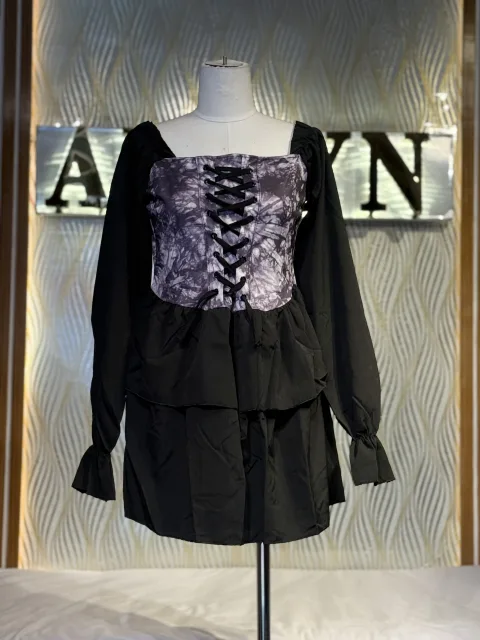 Corset Lace-Up Tiered Mini Dress
