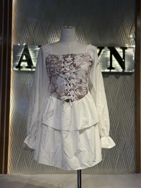 Corset Lace-Up Tiered Mini Dress - alternate view