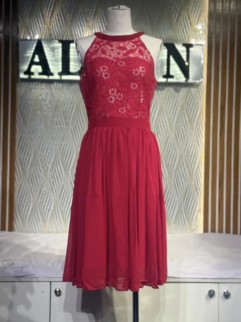 Halter Lace Bodice Chiffon Midi - alternate view