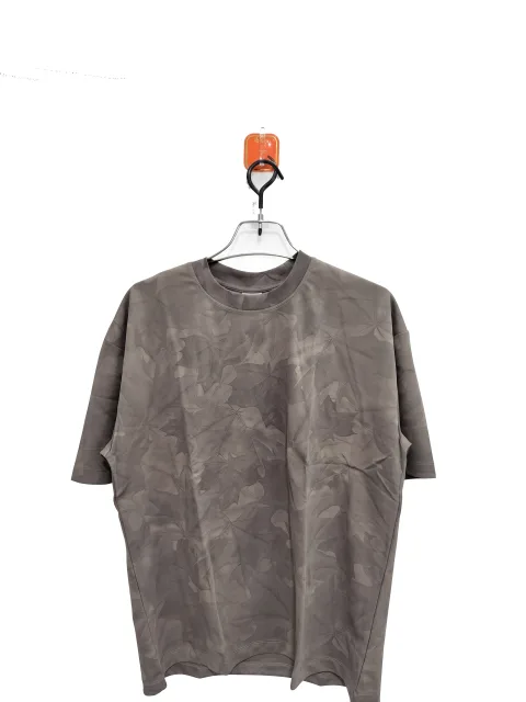 Men's Medium Grey Leaf Print Short Sleeve T-Shirt