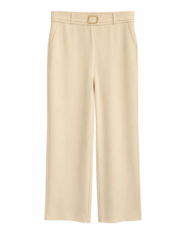 Trend Soft Beige Floor-Length Trousers